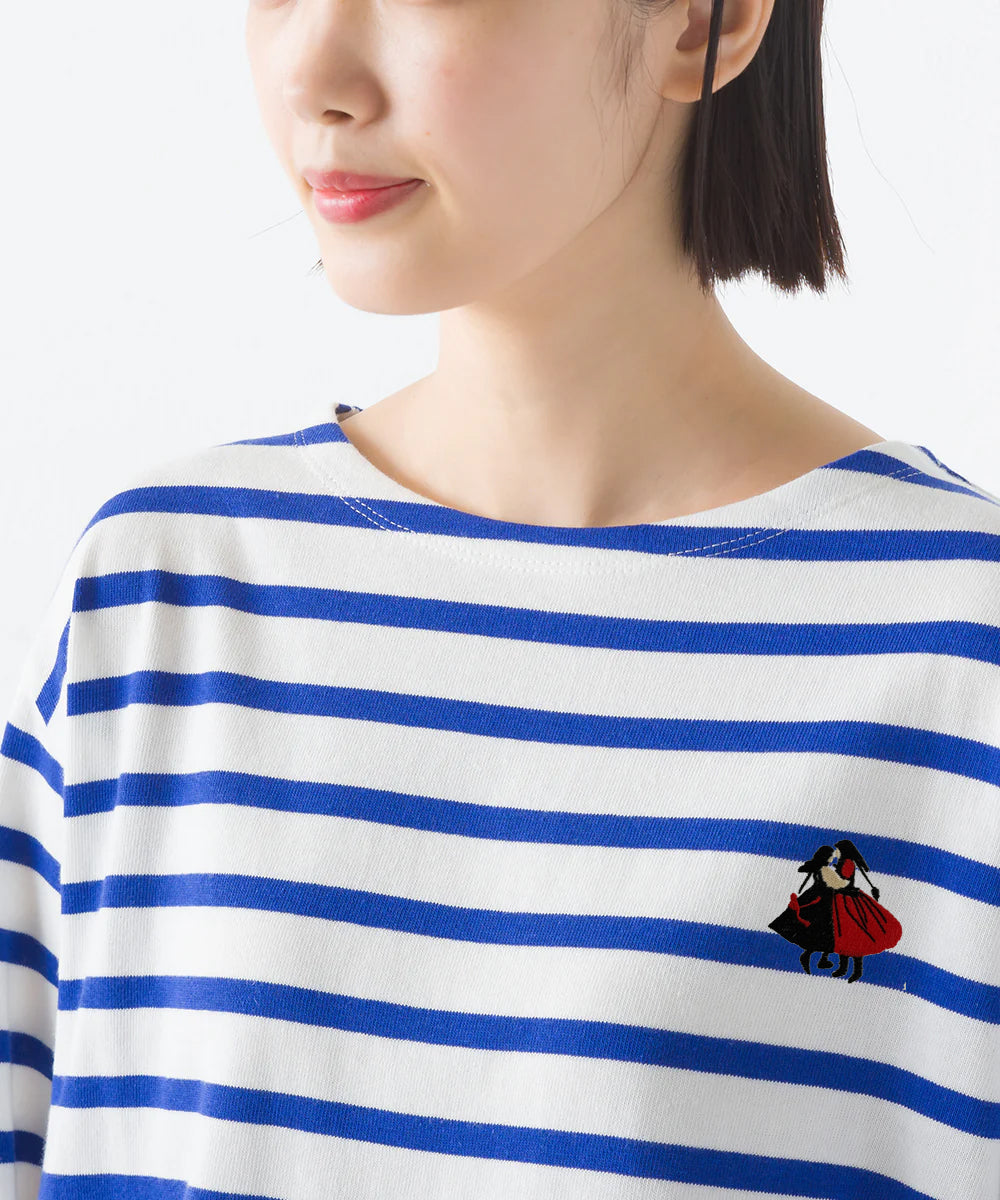 ボーダー刺繍長袖Tシャツ(Dancing Girls)