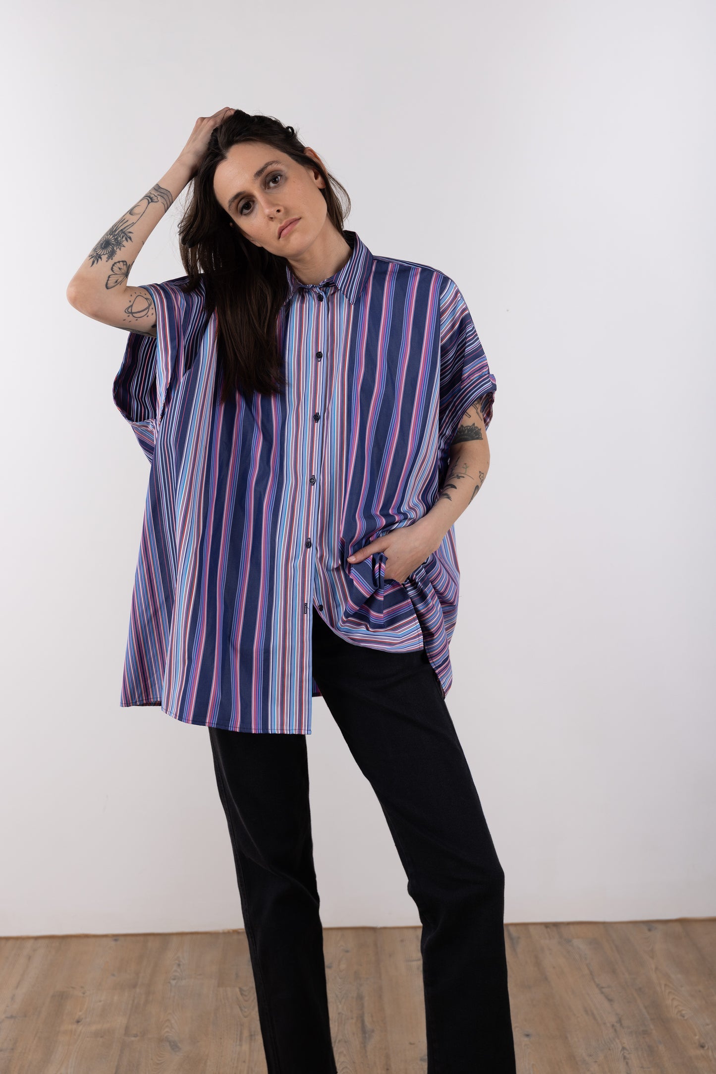 Chemise longue à épaules tombantes