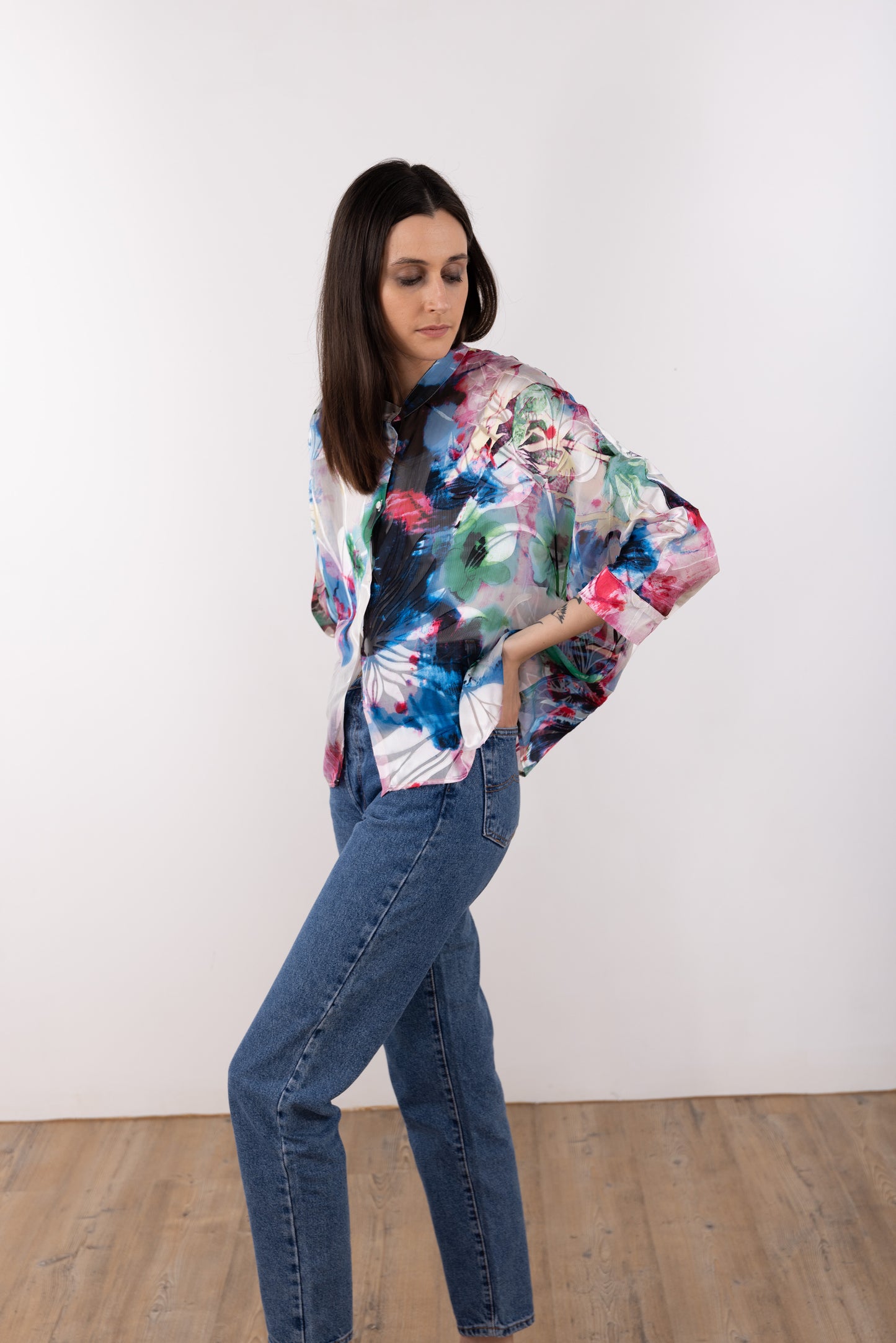 Short Kimono Shirt(Silk )