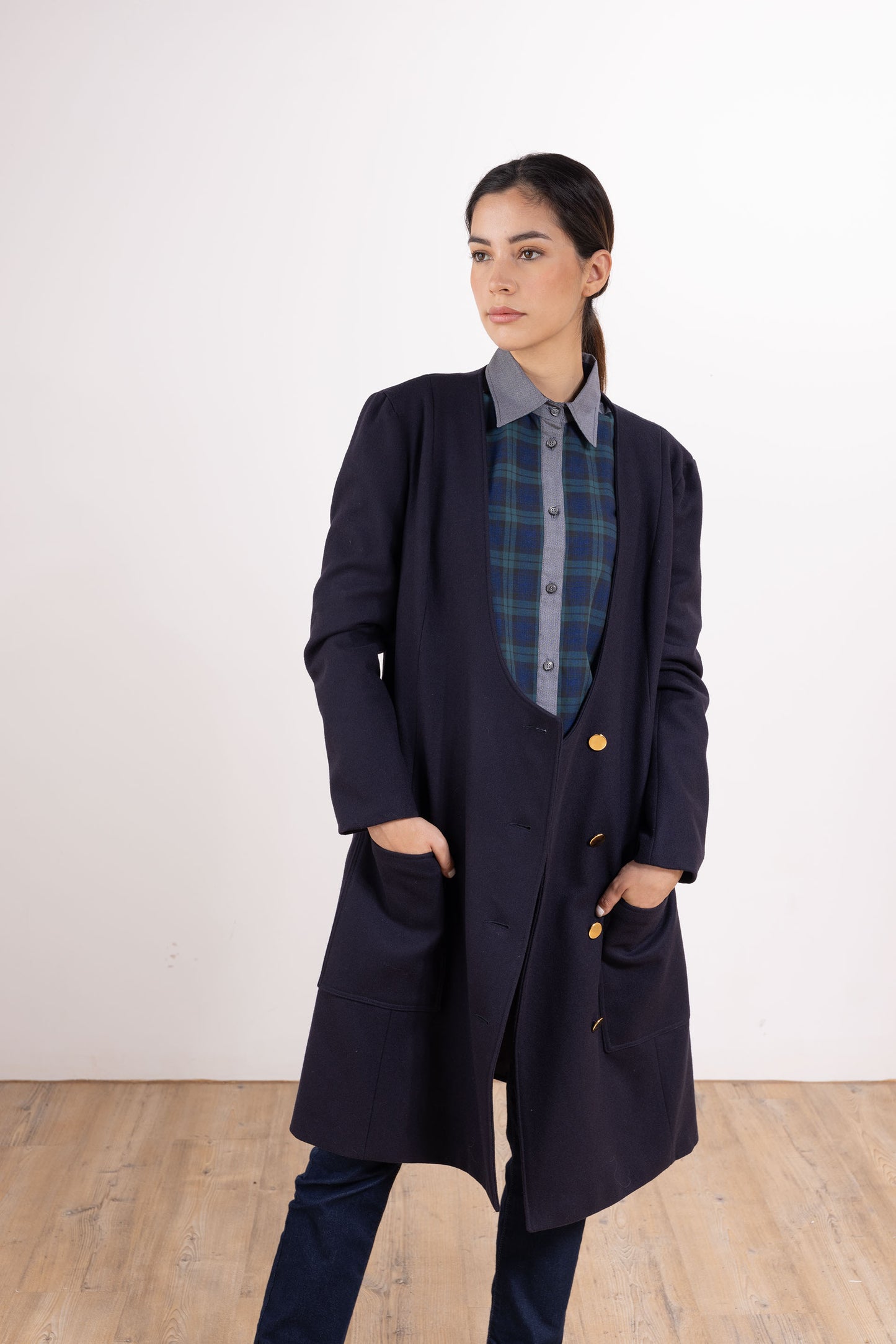 Wide Round Collar Coat