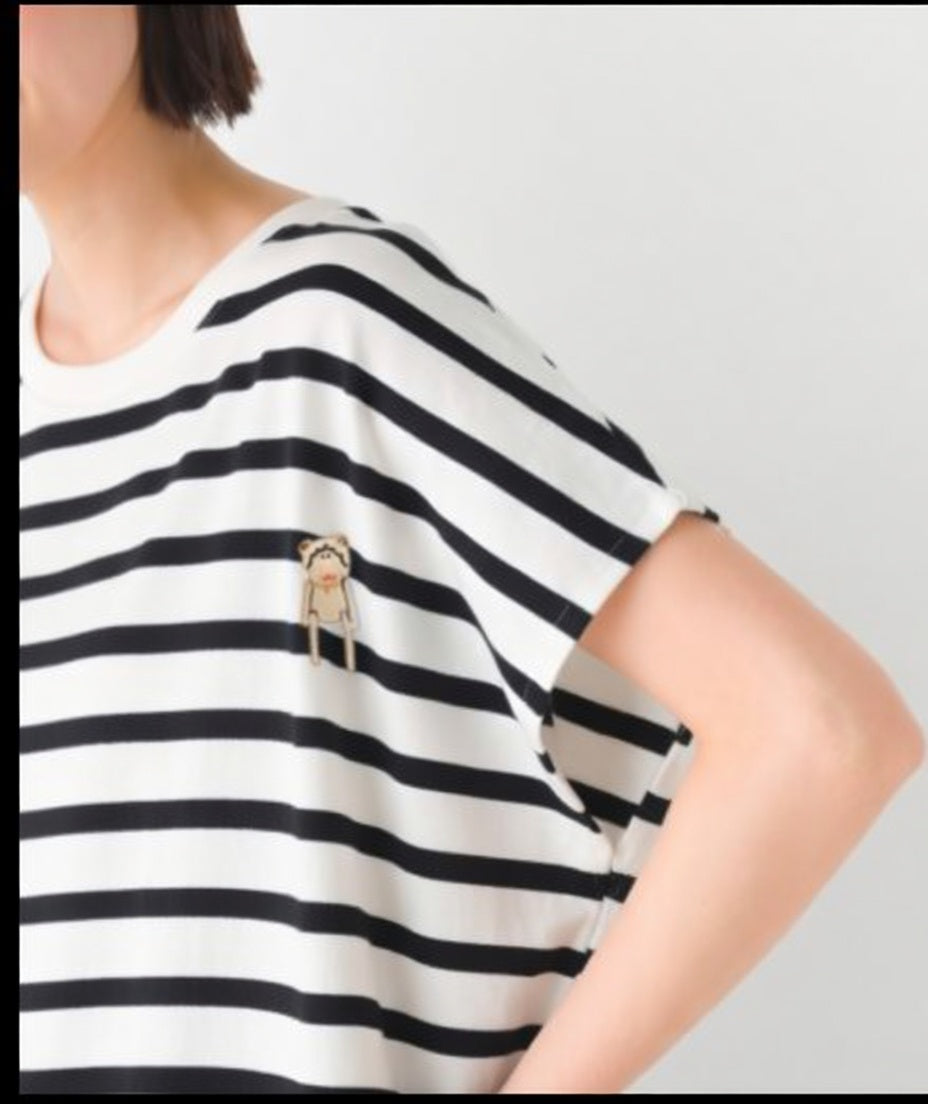 Border French Sleeve T-shirt(Mouton Blanc)