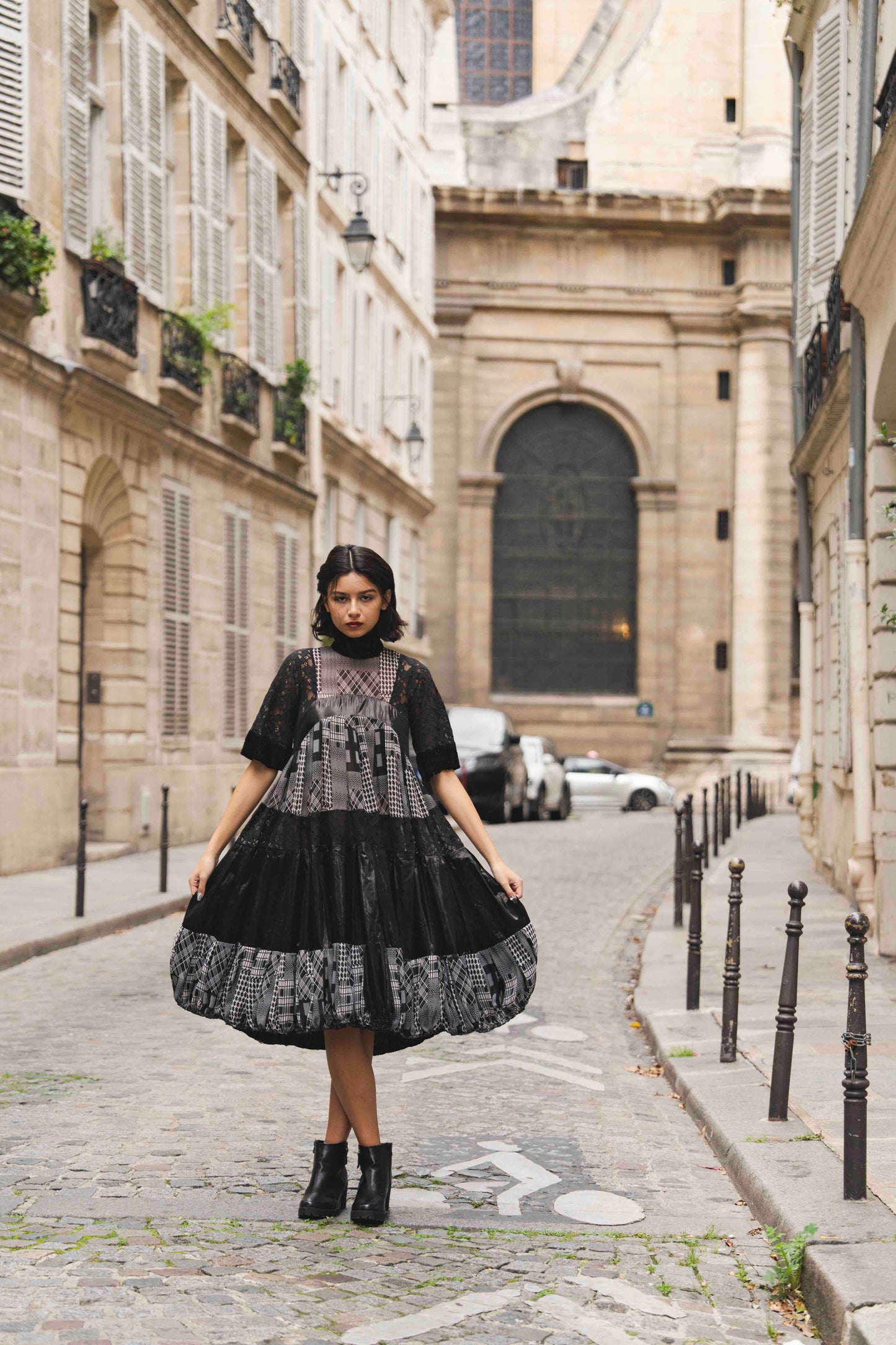 Lace patchwork Dress(One of a kind)