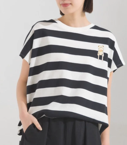 Border French Sleeve T-shirt(Mouton Blanc)