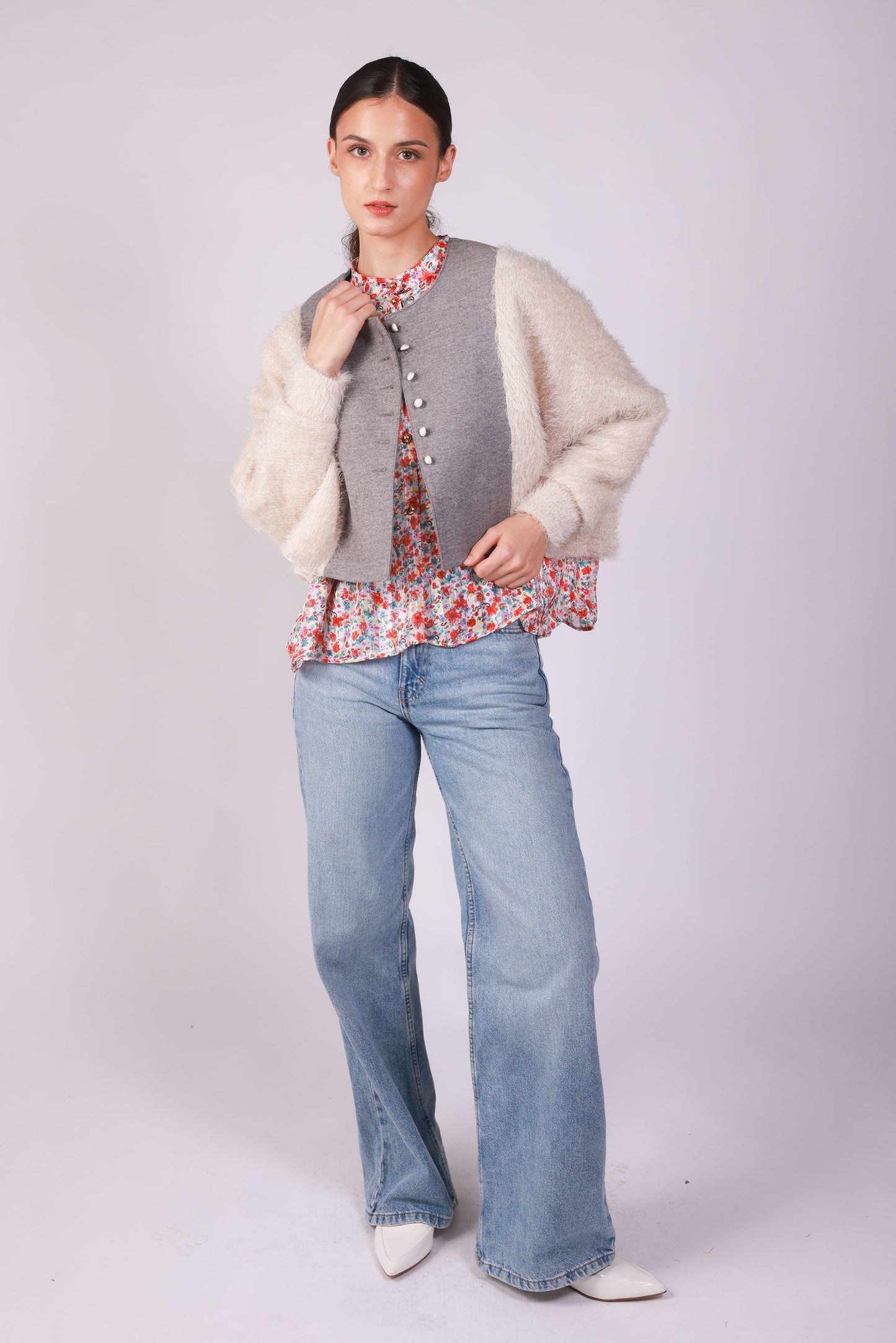 Short Jacket (White Gray )