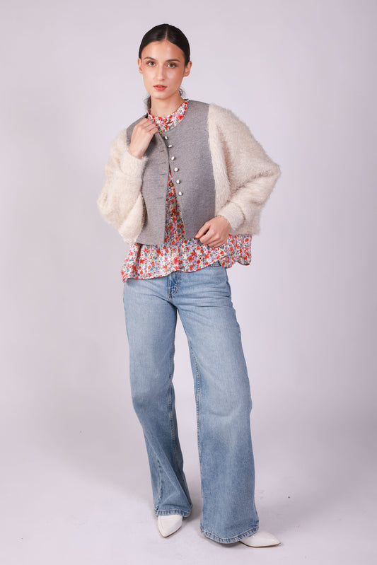 Short Jacket (White Gray )