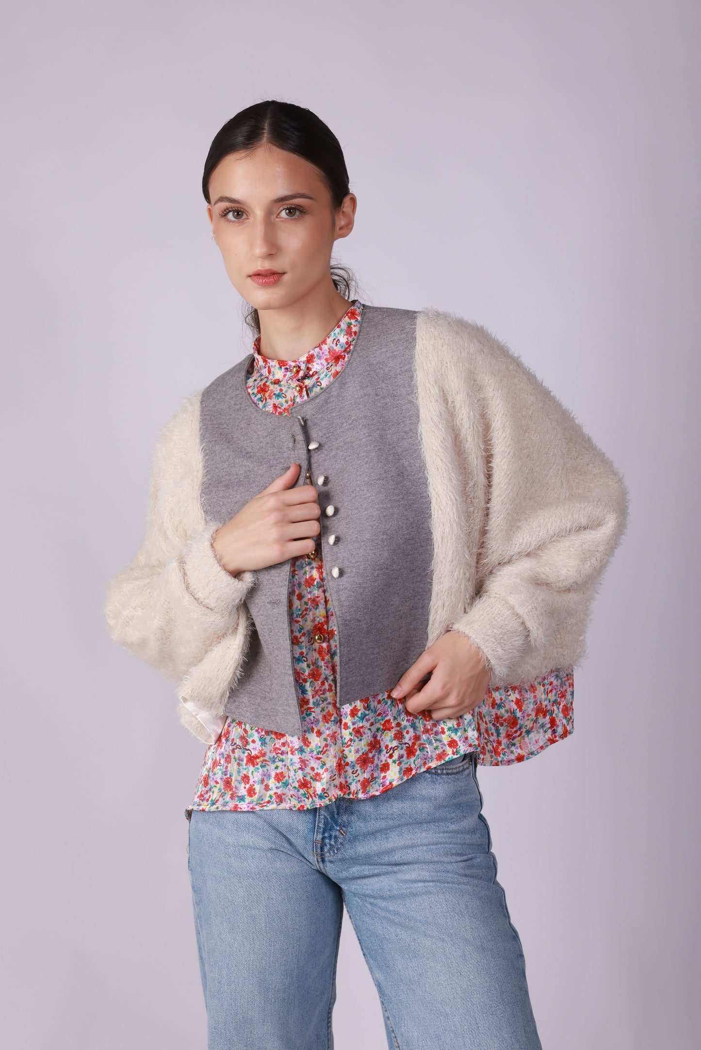 Short Jacket (White Gray )