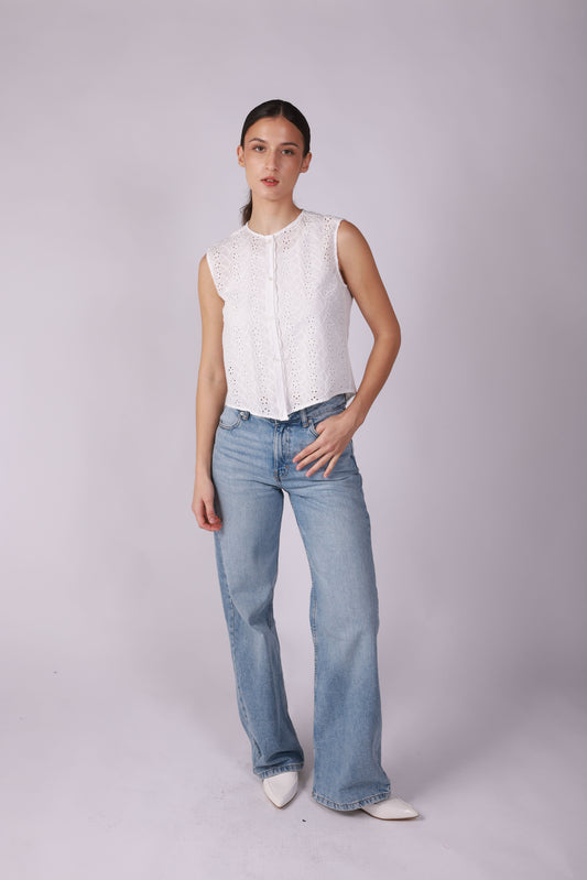 Sleeveless Embroidered Shirt